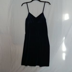 Blue velvet slip dress